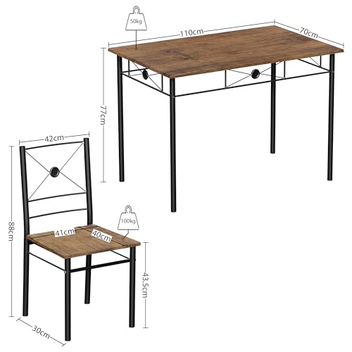 Vida Designs Roslyn Dining Table and Chair Set, Kitchen Breakfast Modern Contemporary Furniture Set (Dark Wood, 4 Seater) - 3