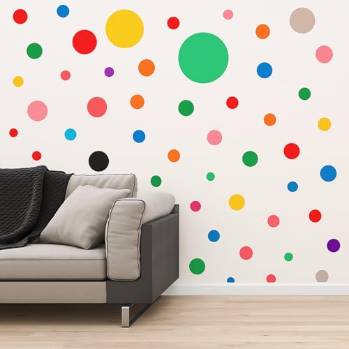 308 Pieces Colorful Polka Dot Wall Decals for Decor, Circles Wall Decal Vinyl Circle Walls Sticker Peel and Stick, Removable Rainbow Walls Stickers...