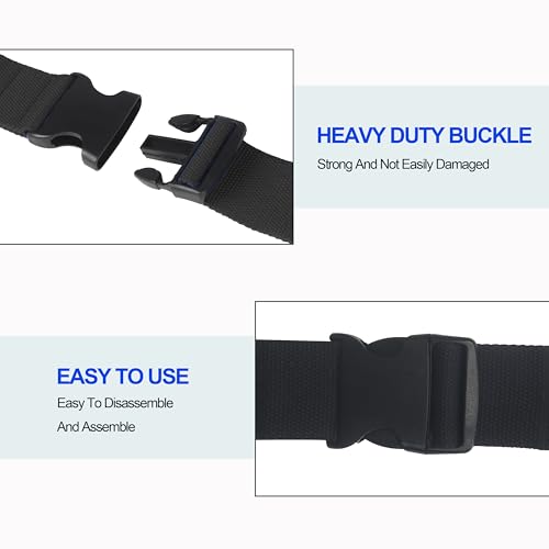 Homymusy 60 Inch Adjustable Gait Belts for Seniors - Comfortable Buckle Protect Cover Keep Belt Buckle Reaching The Waist,Supports up to 350 lbs(Black, 60INCH Quick Release Buckle)
