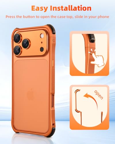 Coque iPhone 17 Pro antichoc mince orange 6,3 pouces métal