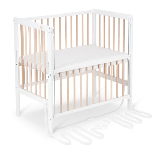 FabiMax Baby Beistellbett für Boxspringbett Flex Weiß/Natur, stufenlos höhenverstellbar, Buchenholz massiv, naturbelassen, inkl. Matratze Comfort FabiMax Baby Beistellbett für Boxspringbett Flex Weiß/Natur, stufenlos höhenverstellbar, Buchenholz massiv, naturbelassen, inkl. Matratze Comfort