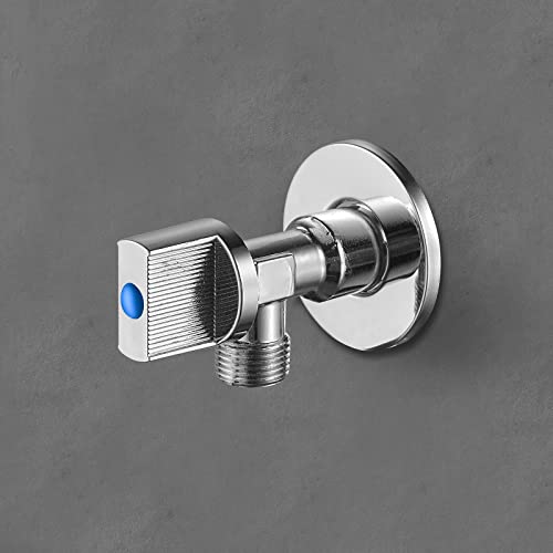 Ibergrif Eckventil 1/2 zoll Wandanschluss, 3/8 zoll Schlauchanschluss (2er Set)- Universal Ventile, Metall Eckventil Waschbecken, Wasserventil Messing, Chrom