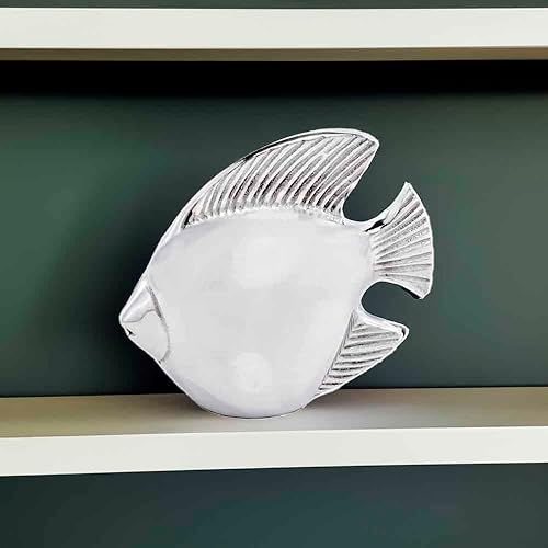 Miniatura 8 de Modern Day Accents 3566 Escultura de pez Pez, bajo el agua, vida marina, mesa, decoración de estantes, hogar u oficina, agua, decoración plateada