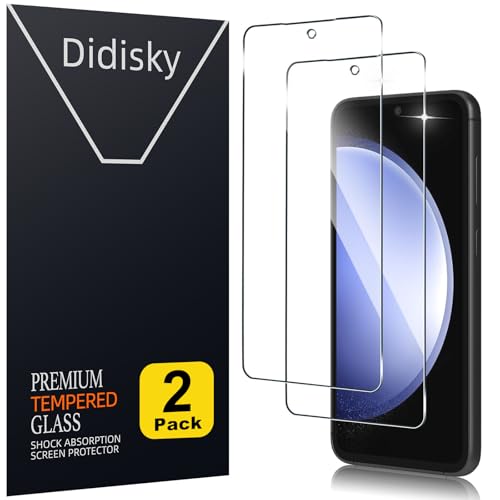 Didisky 2 Pack Tempered Glass Screen Protector for Samsung Galaxy S23 FE 6.4 (Not for S23) Scratch-Resistant 9H Hardness No Bubbles High Definition Screen Protector Easy to Use