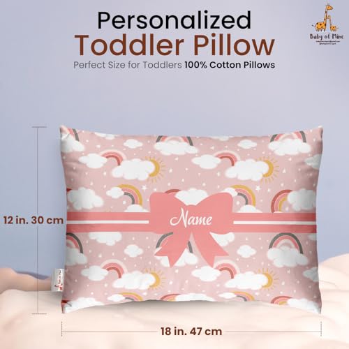 Image of Personalized Pillow for Kids - Custom Name, Super Soft Cotton Kids Cushion for Infants & Toddlers, 1 Month to 5 Year Olds, Keeps Head & Neck Comfortable, Adorable Prints (Pillow 13)