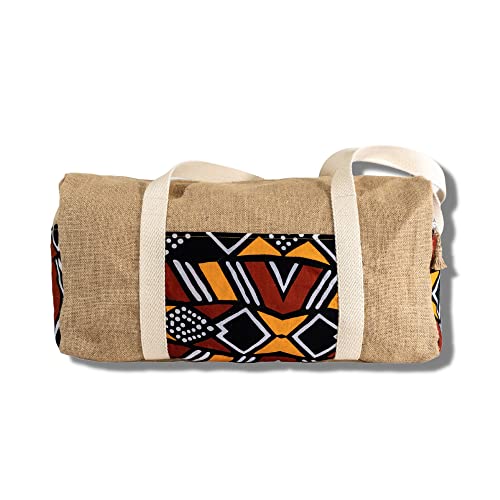 Sac de Voyage en Toile et Tissu Coton Homme Femme pour Le Week End ou Le Sport – Made in France (Bogolan Ocre Jaune)