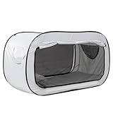 【Deronder】ポップベッドテント、屋内屋外ポップアップベッドキャノピー、折りたたみ式ポータブルスリーピングテント、光を軽減するプライバシーテント、花粉防止 プライバシースペースフレームカーテン、子供と大人用、防災用品 (ホワイト)