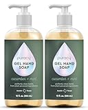 Puracy Organic Hand Soap, For the Professional Hand Washers We've All Become, Moisturizing Natural Gel Hand Wash Soap, Liquid Hand Soap Refills for Soft Skin (12 fl.oz, Cucumber & Mint) 2-Pack