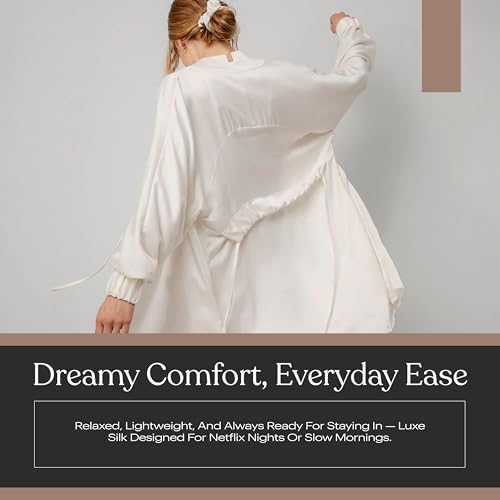 Image of Lunya Washable Silk Robes for Women - Lightweight Short Robes with Pockets, Removable Belt & Interior Tie - Multiple Colors