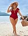 Blooming Jelly Women's Plus Size One Piece Swimsuit Tummy Control Bathing Suits Deep V Neck Curvy Swimwear 2024(Red,X-Large)