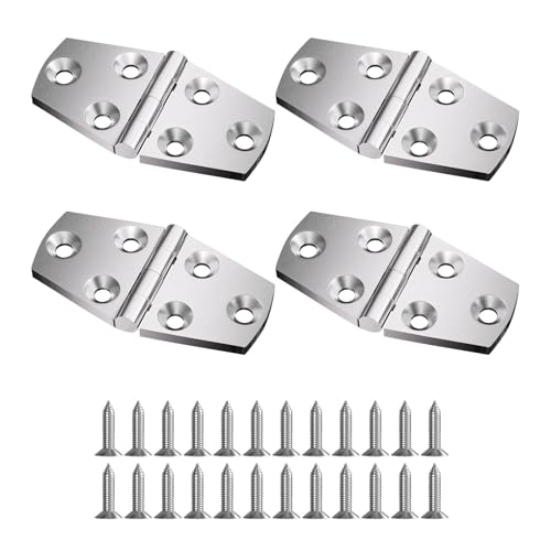 316 Stainless Steel Hinges Marine Grade 4 Pcs 3" x 1.5" Heavy Duty Boat Hatch Hinge Marine Grade Casting Boat RVs Cabinet Door Hinges w/Fasteners