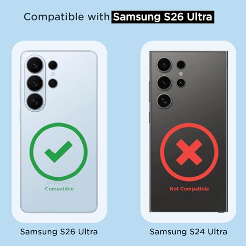 Image of Amazon Basics Back Cover for Samsung Galaxy S26 Ultra 5G PC + TPU Clear Transparent Raised Edges Shockproof Protective Phone Bumper Case (Transparent)