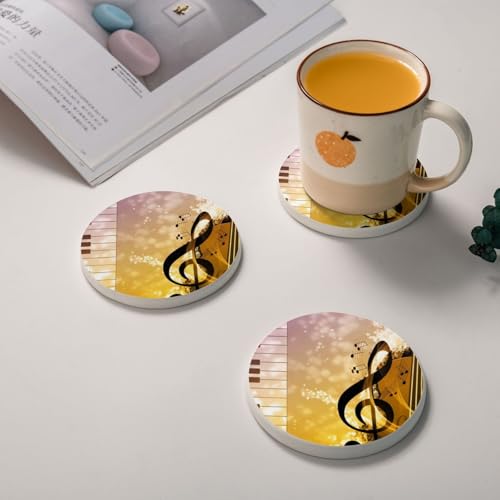 Dessous de verre rond diatomite piano violon absorbant pour table basse