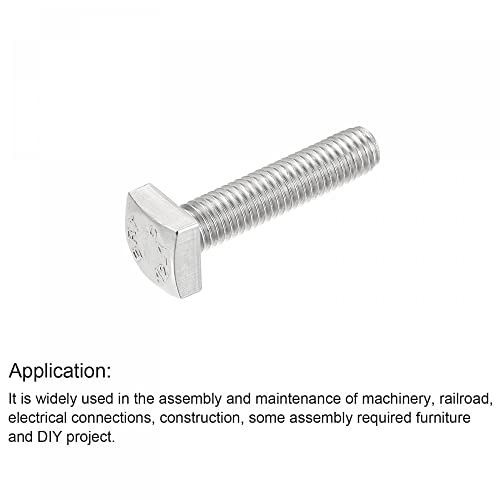 Image of uxcell Square Head Bolt, 5pcs M8x35mm Fully Thread 304 Stainless Steel Grade C Square Machine Screws