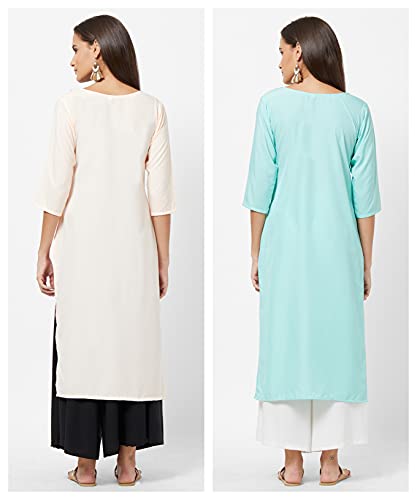 Image of LookMark Womens Printed Crepe A-Line Kurti (Pack of 2 Kurti)