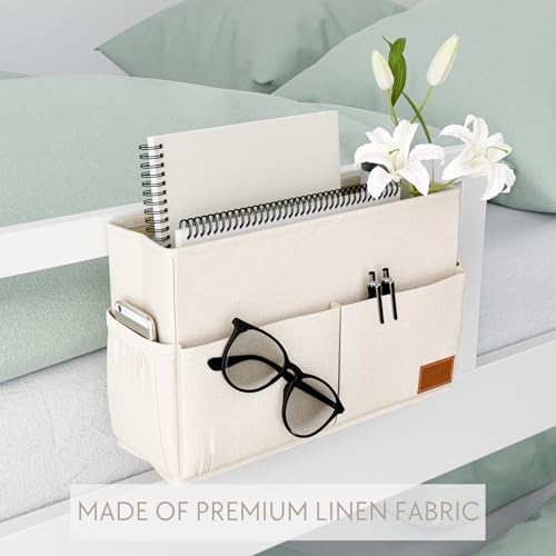 image for KIBAGA Large Bedside Caddy With Big Pockets And Bottle Holder to Easil