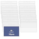 10 PCS Plastic Card Holder, Transparent Clear Horizontal Waterproof Name Tag Badge ID Card Holders ID Badge Card Plastic Wallets Pocket Holder Double Sided Badge Holders Lanyard Card Holder