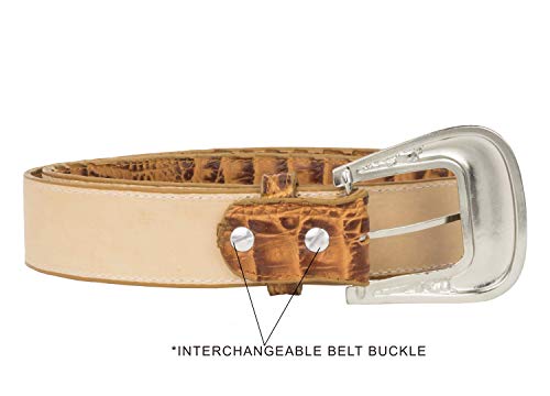 El Presidente - Mens Cognac Alligator Pattern Western Cowboy Belt Leather3