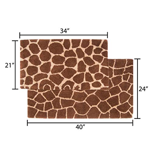 Chesapeake 2-Piece Giraffe 21-Inch By 34-Inch And 24-Inch By 40-Inch Bath Rug Set, Chocolate And Beige #TOP6