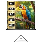 tectake® Schermo Proiezione 203x203cm con Treppiede per Proiettore, Telo Proiettore Cinema a Casa, Schermo Portatile PVC Home Cinema, Telo per TV, Videoproiettore HD, Casa e Ufficio - Bianco