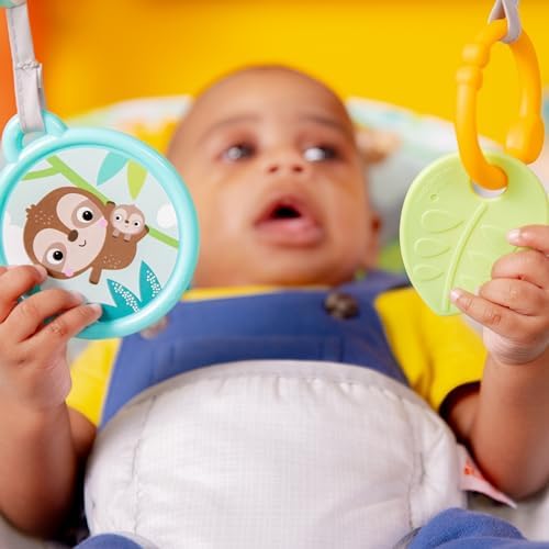 Bright Starts Ana Kucağı Rahatlatıcı Titreşimler Bebek Koltuğu - Çıkarılabilir Oyuncak Barı, Kaymaz Ayak, 0-6 Ay, 9 kg'ya Kadar (Safari Eğlencesi) - Görsel 3