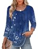 Zeagoo bestselling items for elderly Blouses For Women O Neck T-Shirt Casual 3/4 Sleeve Tee Tops For Spring Summer Spring Women's Business Clothing Blue #1