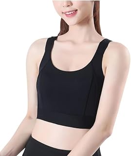Cross Back Sports Yoga Bras for Women | Adjustable Shoulder Hooks | Scoop Neck Running Shockproof Fitness Tank Bra Solid Color Yoga Vest Medium Support Active Bras