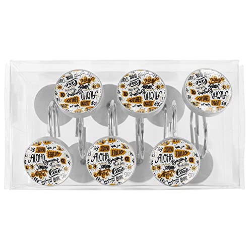 Crochets de rideau de douche avec message Hello multilingue lot de 12 pièces - 6