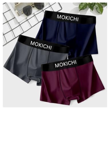 Image of Men's Ice Silk Boxer Briefs Pack of 3 | Ultra Soft Breathable Stretch Trunks | Moisture Wicking Quick Dry Innerwear | Comfortable Mid Rise Underwear