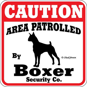 Signs Up Dog Yard Sign Caution Area Patrolled by Boxer Security Company