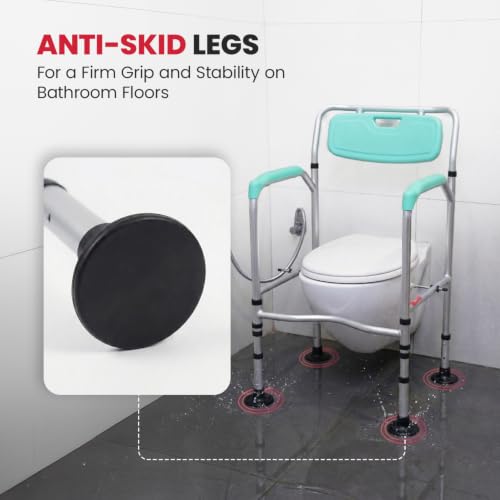 Image of AGEasy (Max Group) Toilet Frame | Height & Width Adjustable | Armrests & Backrest for Ultimate Comfort | Fits All Commode Types | Durable Support for Seniors & Post-Surgery Care | 1-Year Warranty