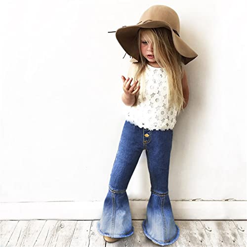 Toddler Kids Girls Flare Jeans Casual Pants Elastic Waist Trousers Children Bell Bottom Pants 2~7 Years2