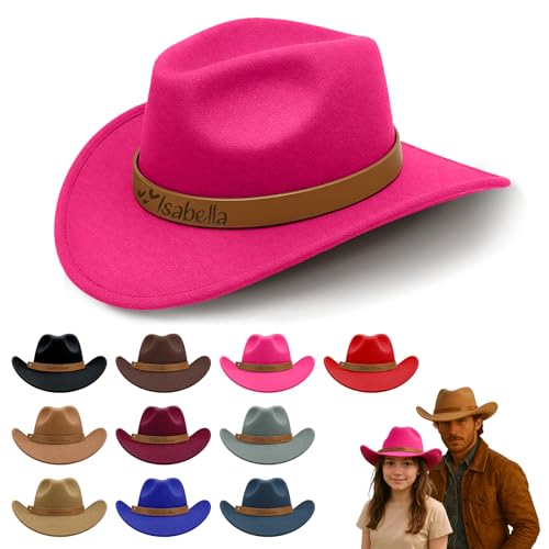 Custom Cowboy Hat for Toddler Boys Girls Personalized Western Hat with Name Leather Hatband Cowgirl Hat Men Women Brown