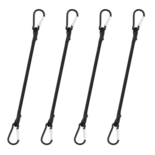 4 Pcs Bungee Cords with Carabiner Clips, Elastic Lightweight Bungee Cords with Hooks, Strong and Durable Bungee Cord for Bike Racks Tent Camping Cargo Luggage Tarpaulin