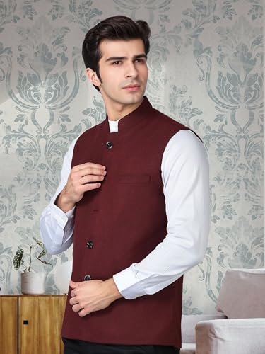 Image of ROCKSY Bandi Modi Koti, Nehru Jacket for Men, Cotton Waistcoat for All Occasion: Diwali, Wedding, Ethnic, Office Party, Formal & casual Look