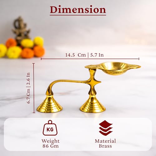 Image of Spillbox Brass Karpoor | Kapoor Diya Deepam Burner Karpuram Arati | Aarti | Arthi | Arti | Arathi | Aarathi Stand for Dhoop Puja | Pooja Room- Single Face Diya