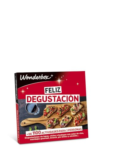 WONDERBOX - Caja Regalo - Feliz degustación - 1 cata y o degustación para 2 Personas a Elegir Entre 1100 Comidas: Tapas, cata de Vino, cócteles, Brunch