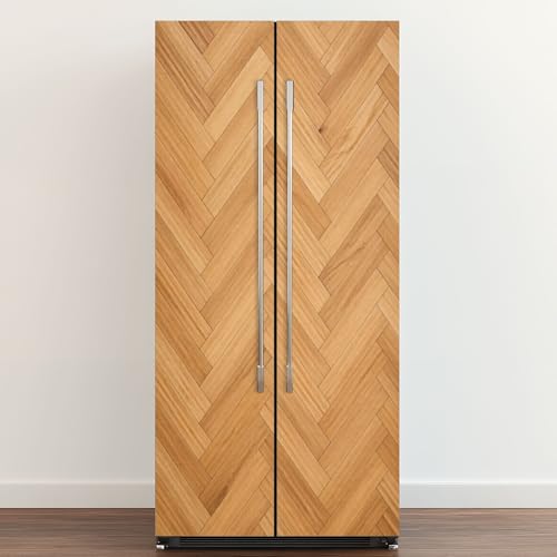 Self Adhesive Vinyl Refrigerator Wrap Natural Photo Realistic Wooden Floor