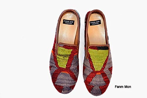 Handmade Men Kilim Shoes Slippers Leather Handmade Handwoven Shoes Vintage Men Flats Unique Footwear European Size 44 Us 11 Fmen8