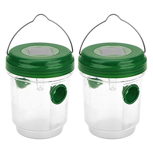 Herefun 2 Piezas Trampa para Avispas con Luz Solar LED, Trampa para Avispones Insectos Trampa para Moscas, Trampa de Plstico para Insectos Moscas Interior y Exterior Jardn/Granja