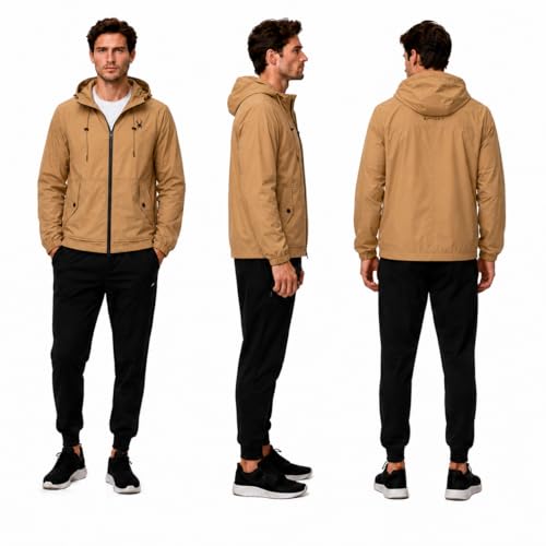 Image of Spyder Mens Windbreaker Jacket - Hooded Lightweight Breathable Hiking | Water Resistant, Full Zip, Everyday Layer for Hiking, Commutes, Travel, Errands, and Cool-Weather Days