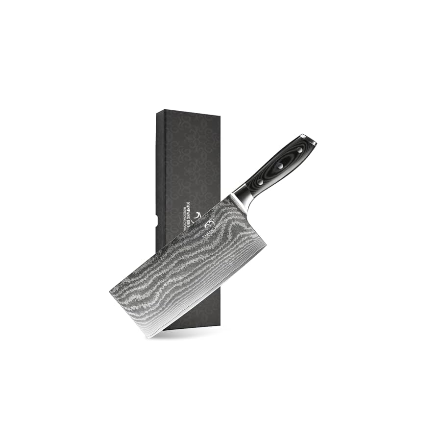 Damascus-Cleaver-Knife-7-Inch-Professional-Kitchen-Knife-with-Non-slip-Micarta-Wood-Ergonomic-Handle-All-Purpose-Chef-Knife-Meat-Cleaver-Vegetables-Chopping-Razor-Sharp-Lightweight Damascus Cleaver Knife, 7 Inch Professional Kitchen Knife with Non-slip Micarta Wood Ergonomic Handle, All Purpose Chef Knife Meat Cleaver Vegetables Chopping, Razor Sharp Lightweight
