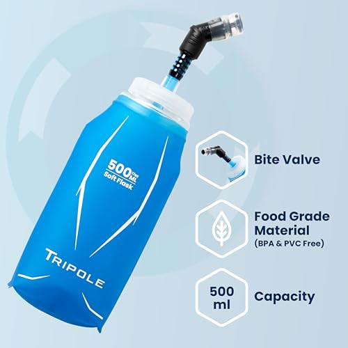 Image of TRIPOLE Hydration & Water Soft Flask for Running and Cycling | 500 mL (Blue)