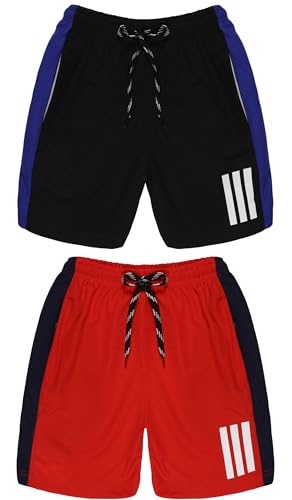 Image of Pack 2 Polyester Sports Shorts for Boys & Girls with Zipper Pockets