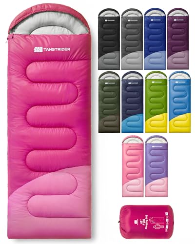 TANSTRIDER Sleeping Bags for Adults Warm Weather, Compact Lightweight Backpacking Sleeping Bag with Compression Sack for Youth, Camping Essentials Gear for Hiking Travel Climbing Outdoor & Indoor Use