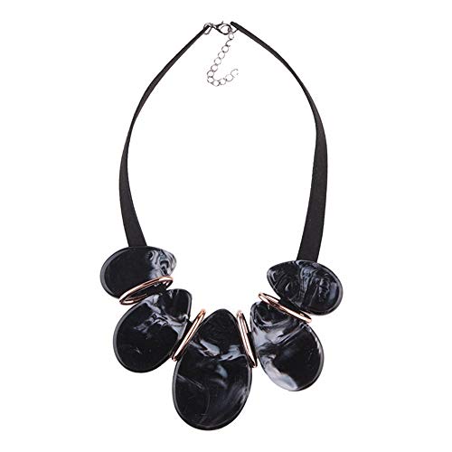 Yazilind Collier Résine Perles Collier Collier Bijoux pour Femmes Cadeau Noir