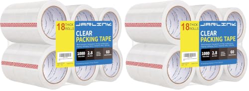 Image of JARLINK 18 Rolls Clear Packing Tape, Heavy Duty Packaging Tape (Pack of 2)