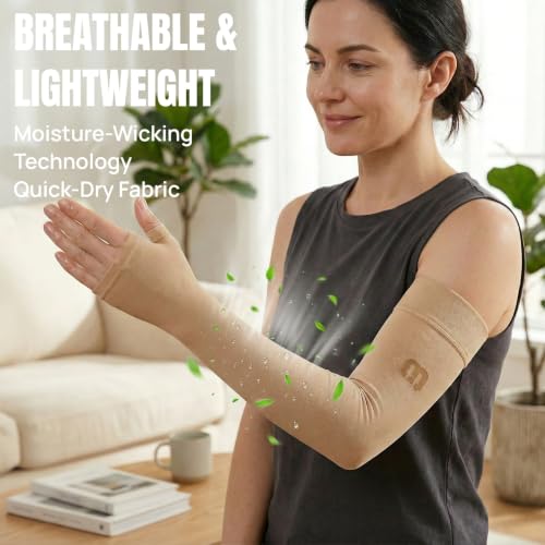 Image of MGANG 20-30mmHg Compression Arm Sleeve Gauntlet for Swelling & Recovery