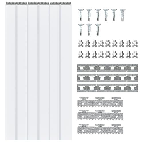 bimiti Cortina de láminas de PVC, 6 unidades, 90 x 200 cm, transparente, con rayas, PVC, resistente al viento, impermeable, para interiores, tiendas, supermercados, frigoríficos