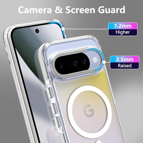Image of Magnetic Case for Google Pixel 10 /10 Pro [Compatible with Magsafe] [Cute Fashion Fluorescent Design] Shockproof Slim Translucent Matte Case for Pixel 10 /10 Pro 6.3 inch, White